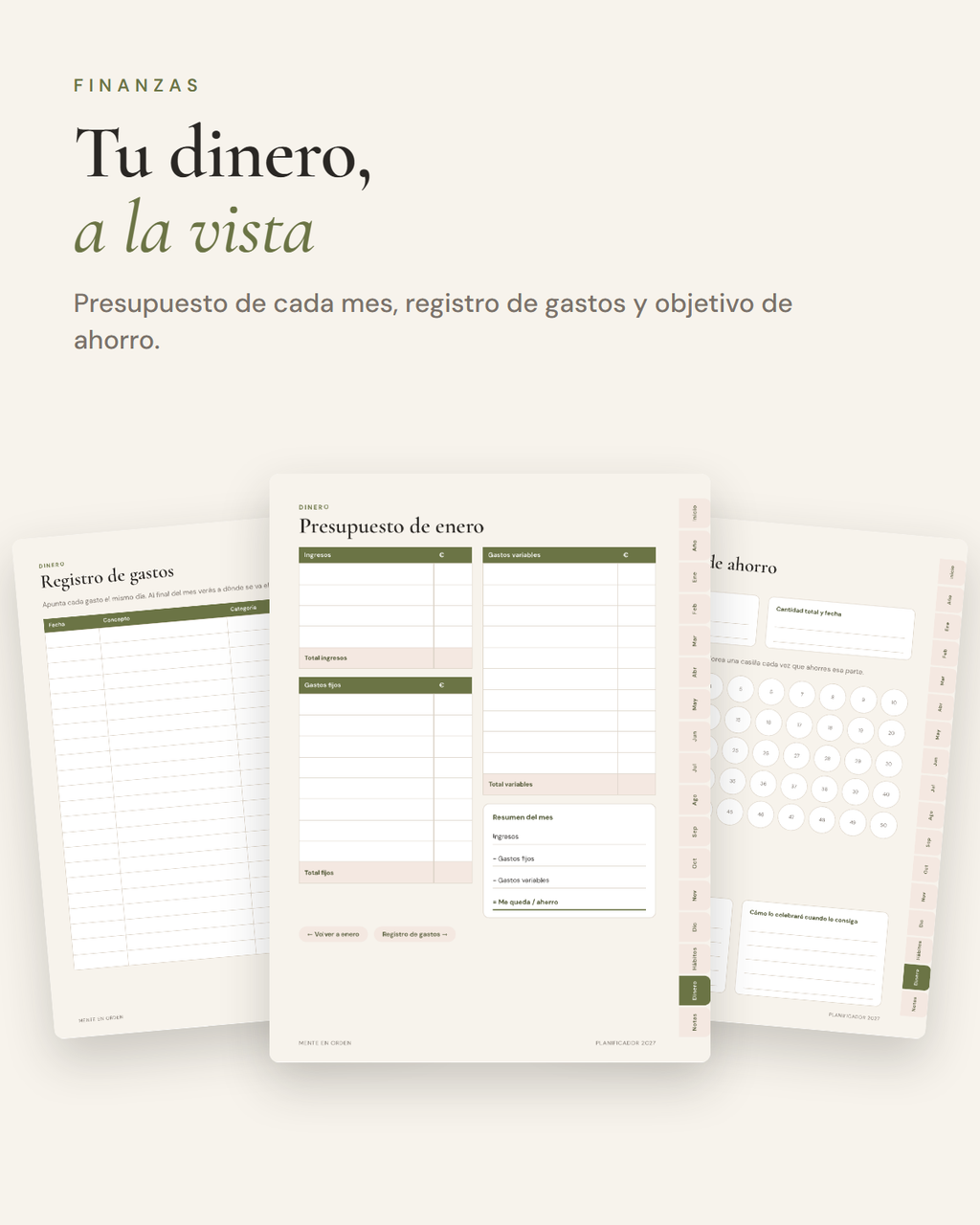Presupuesto del mes, registro de gastos y objetivo de ahorro