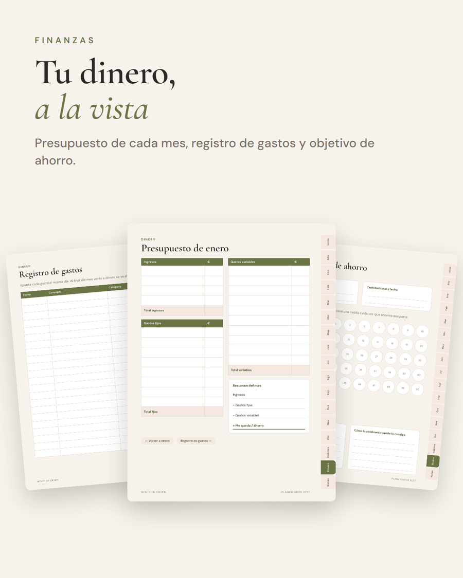 Presupuesto del mes, registro de gastos y objetivo de ahorro